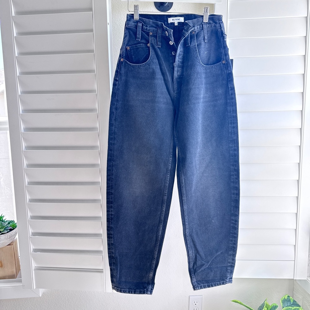 Re-done. Dark Blue High-Waisted Jeans